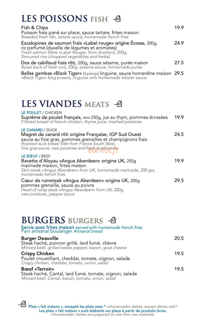 Café Le Deauville — carte page 1