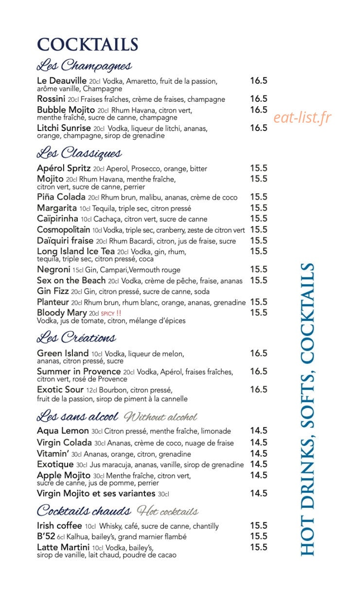 Café Le Deauville — carte page 8