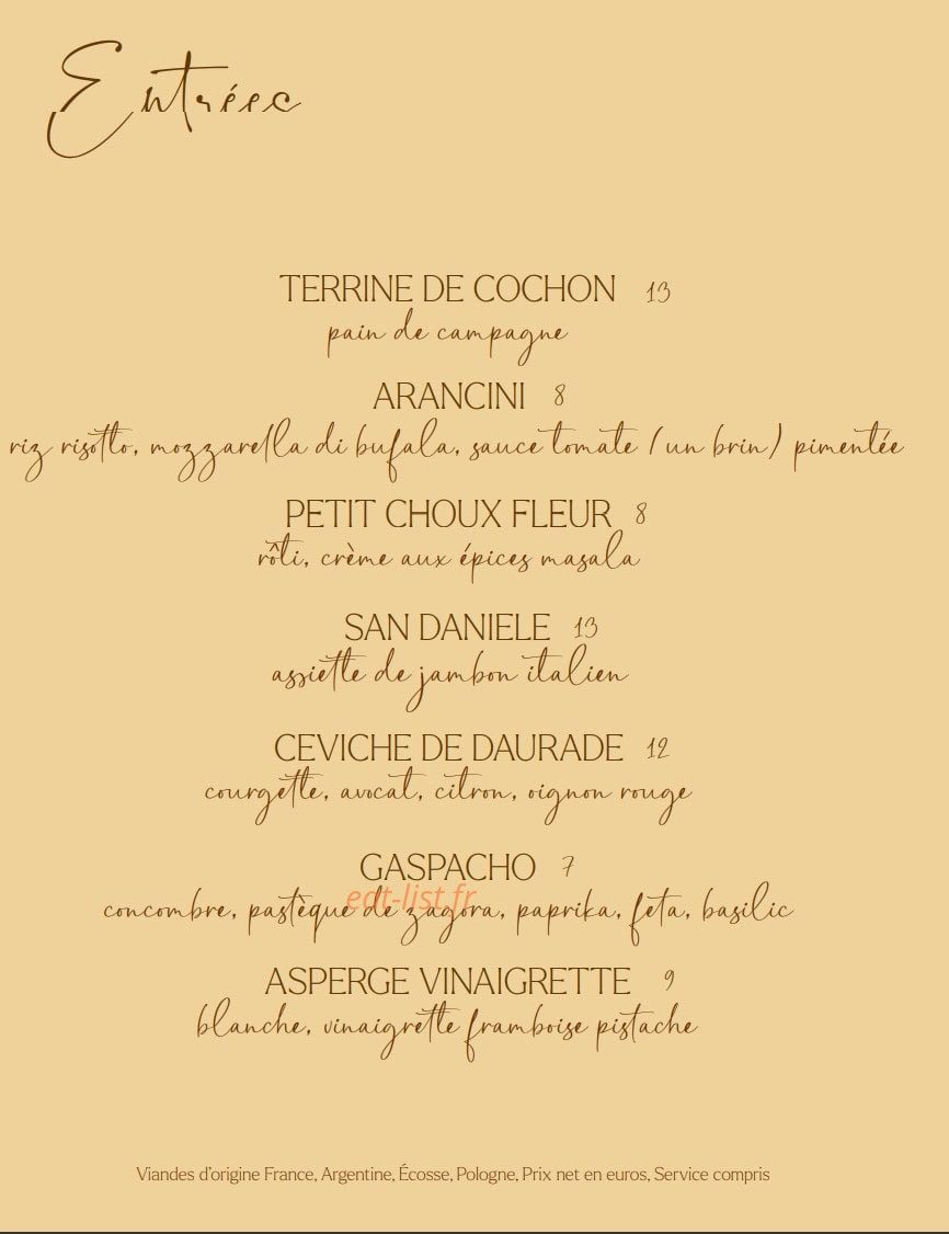 Café Poète — carte page 1
