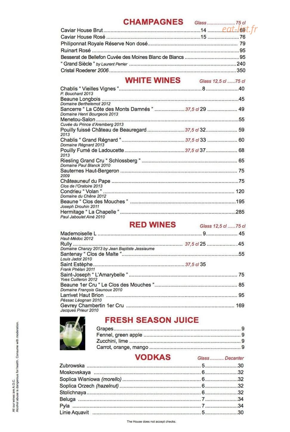 Caviar House & Prunier — carte page 3