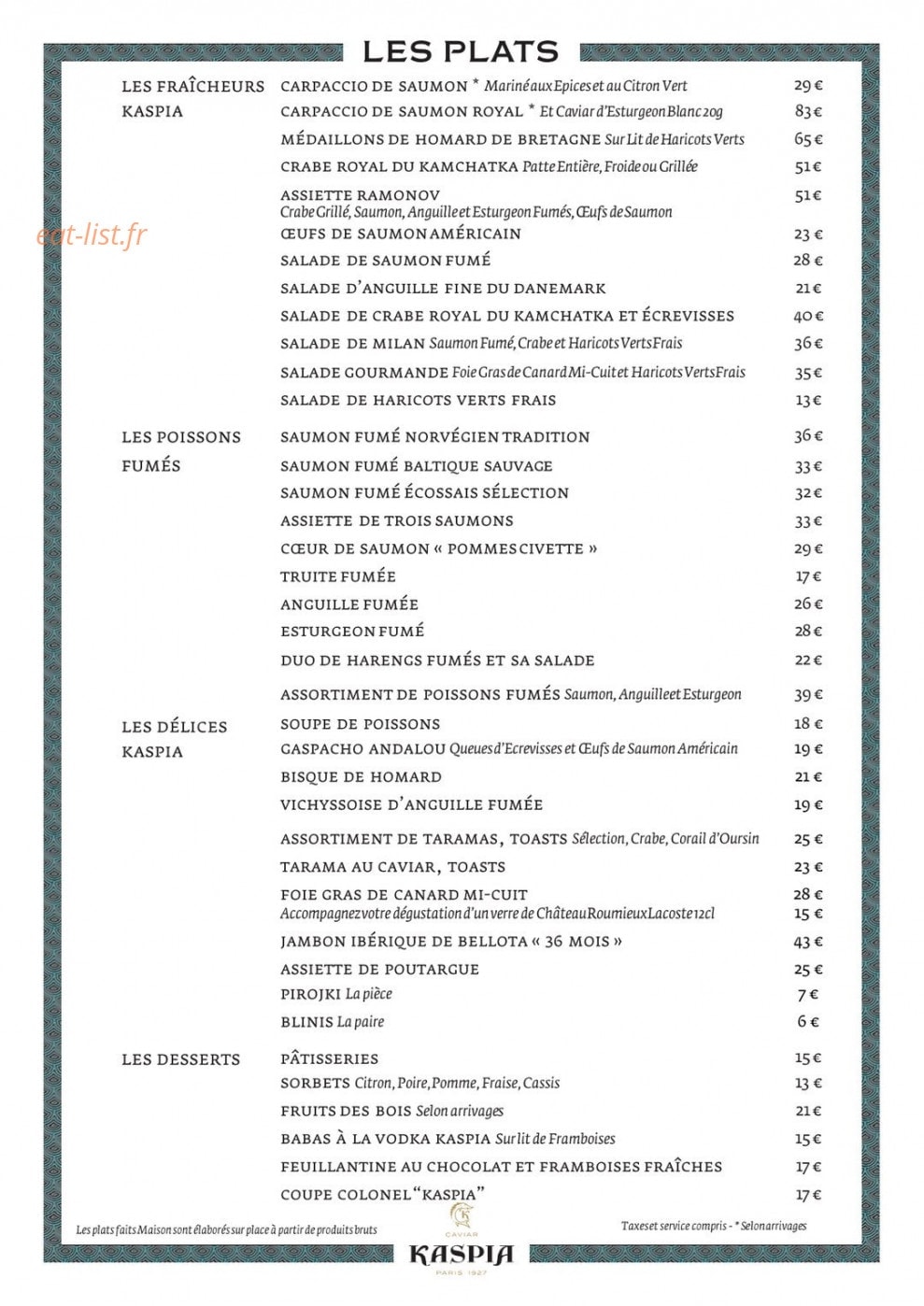 Caviar Kaspia — carte page 2