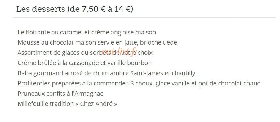 Chez André — carte page 4