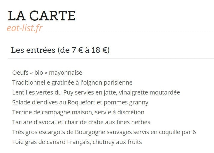 Chez André — carte page 1