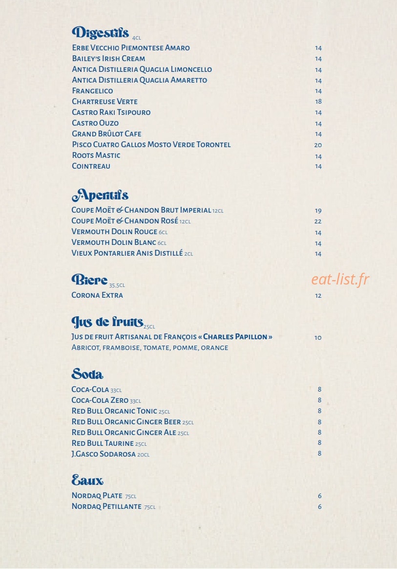 Chez Gala — carte page 17