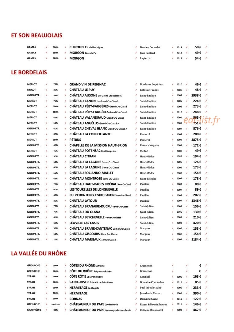 Chez Monsieur — carte page 8