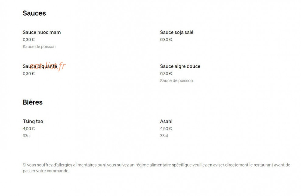 Chez Yi Yi — carte page 6