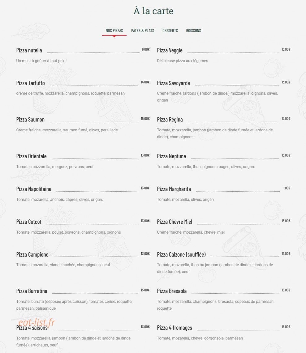 Dada trattoria — carte page 3