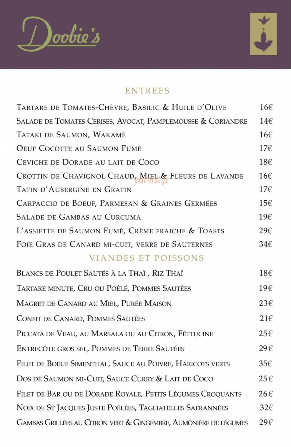 Doobie's — carte page 2