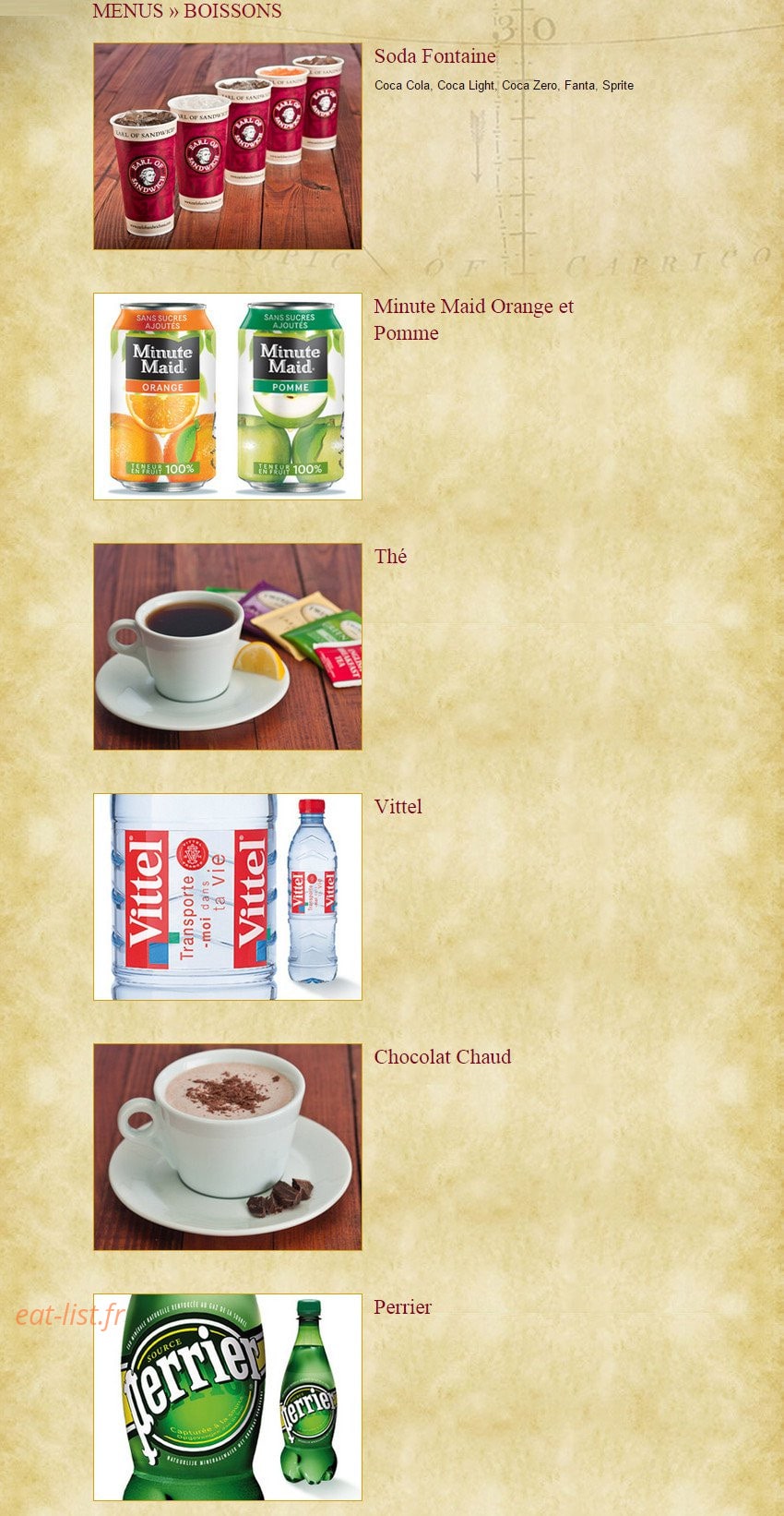 Earl of Sandwich — carte page 10