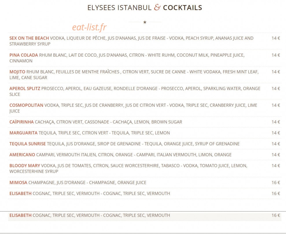 Élysées Istanbul — carte page 18