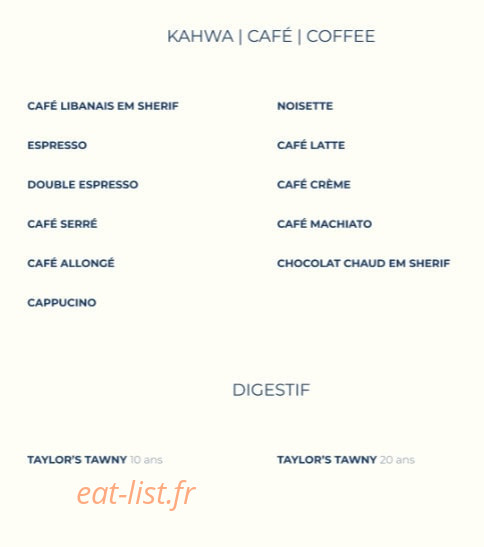 Em Sherif Café — carte page 16