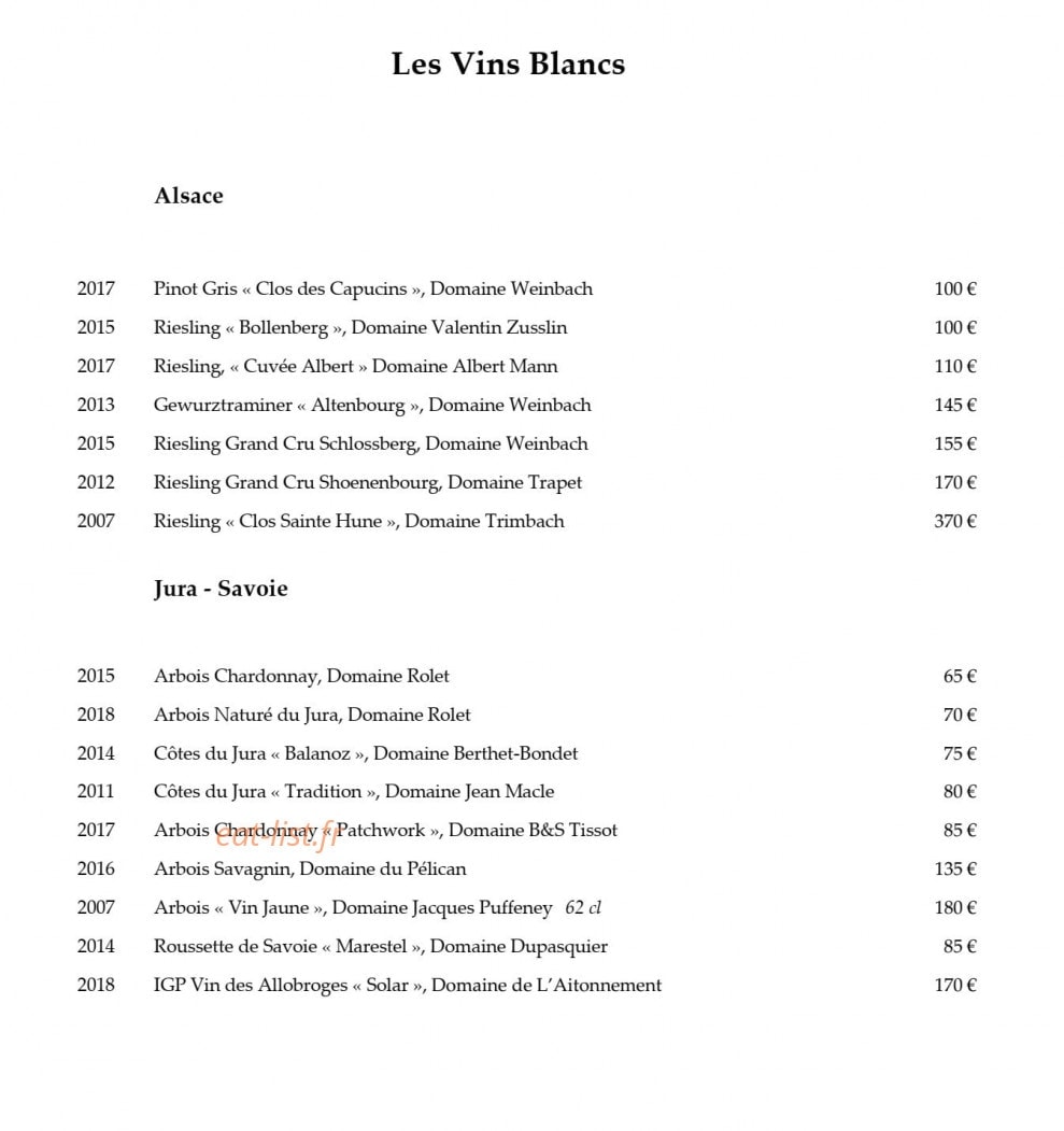Epicure — carte page 19