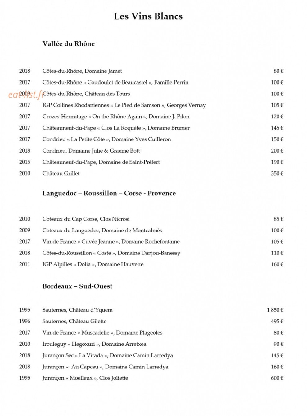 Epicure — carte page 18