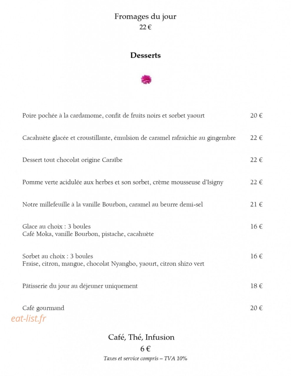 Epicure — carte page 6