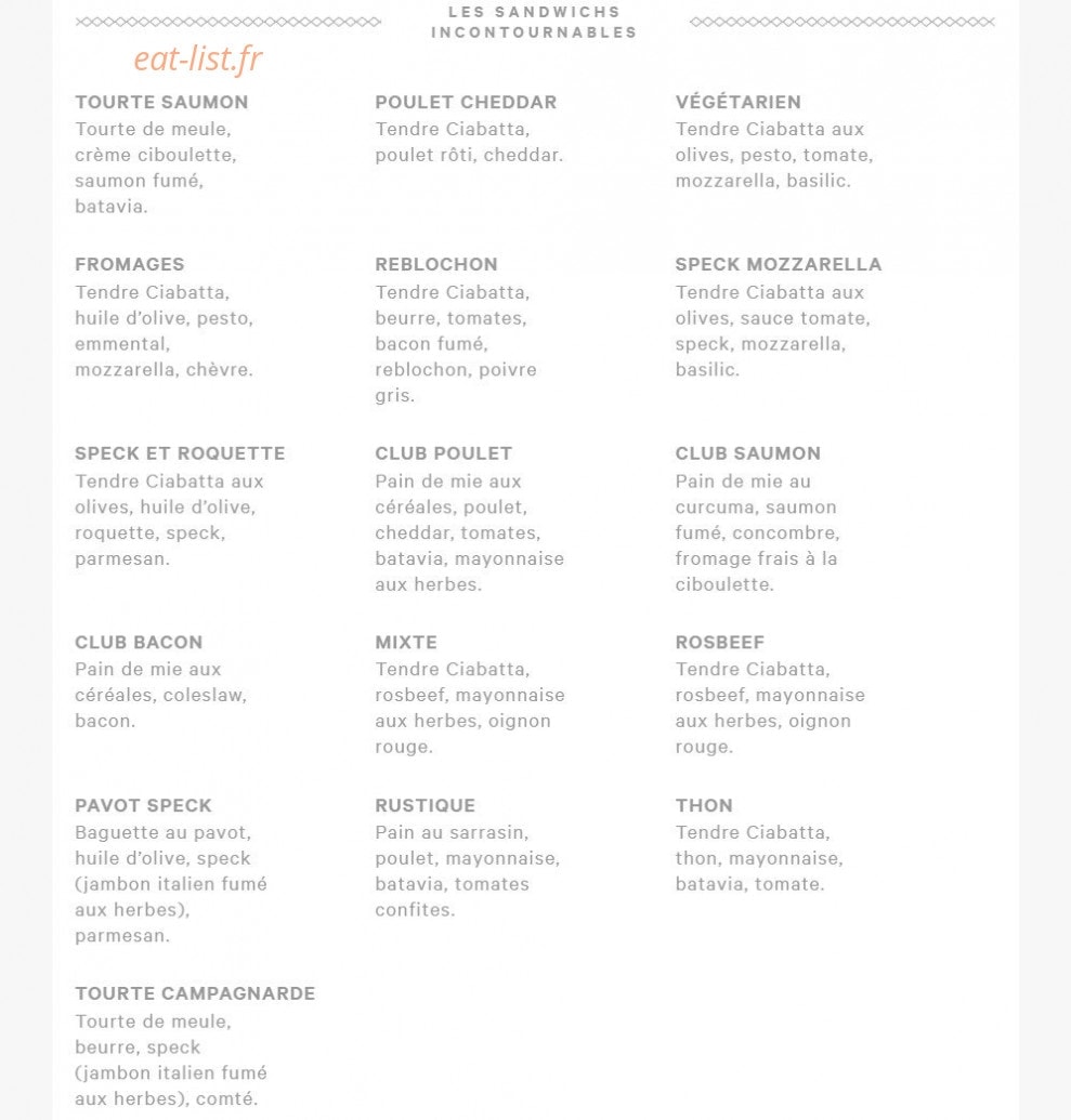 Eric kayser — carte page 1