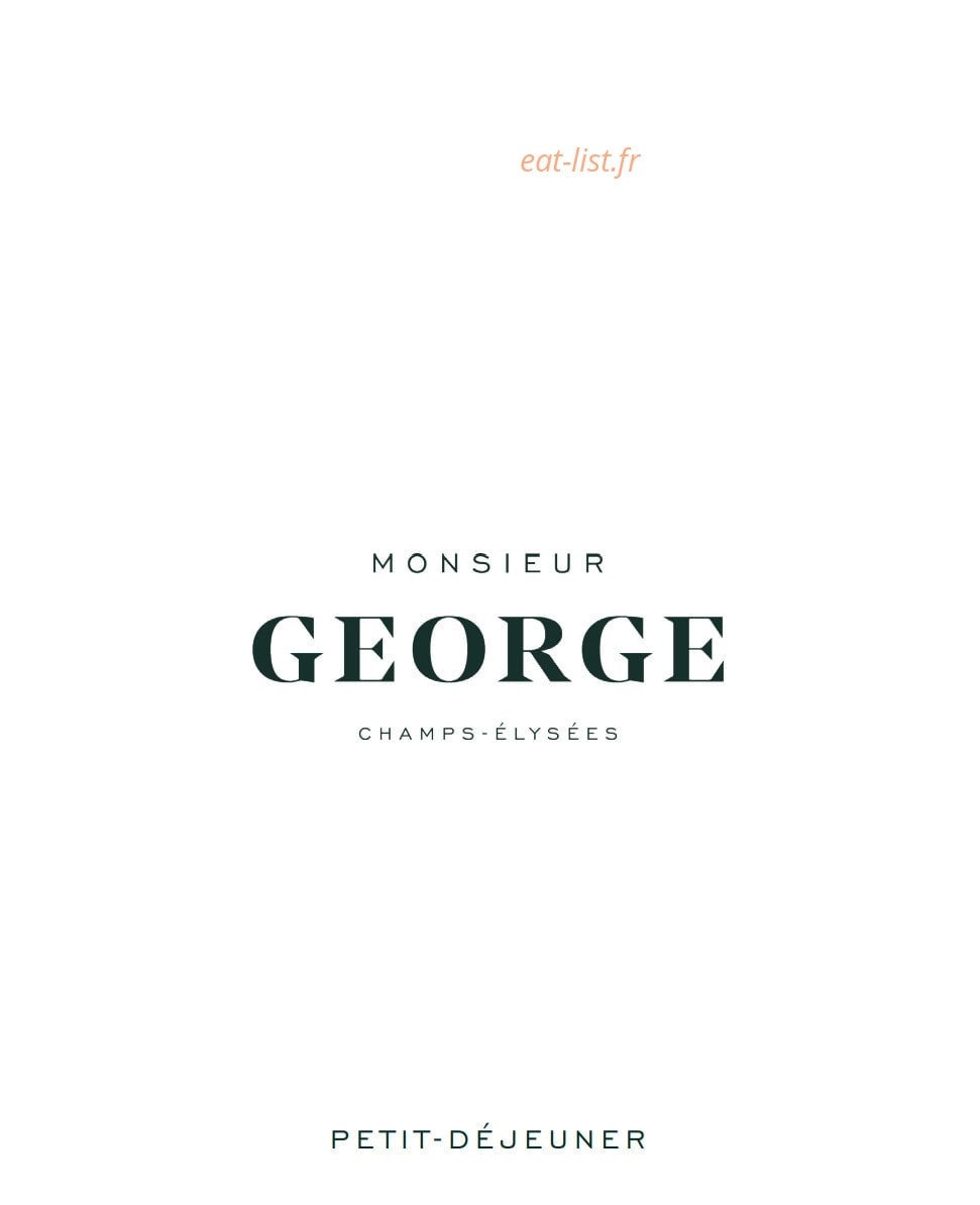 Carte et menu de Galanga par Monsieur George à Paris 8 — Carte de petit déjeuner