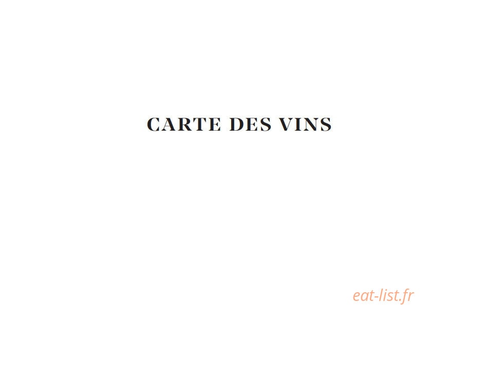Carte et menu de Galanga par Monsieur George à Paris 8 — Carte des vins