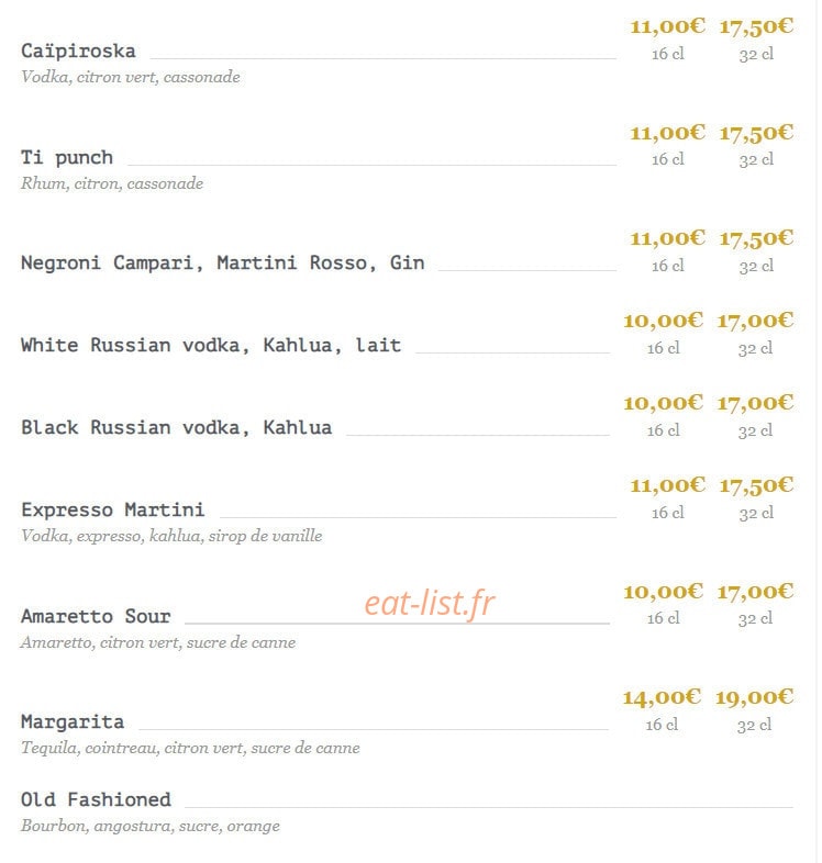 George V café — carte page 14