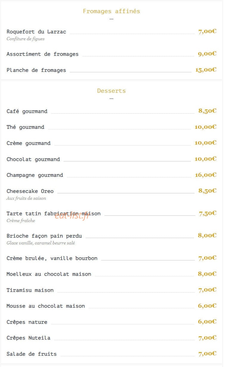 George V café — carte page 7