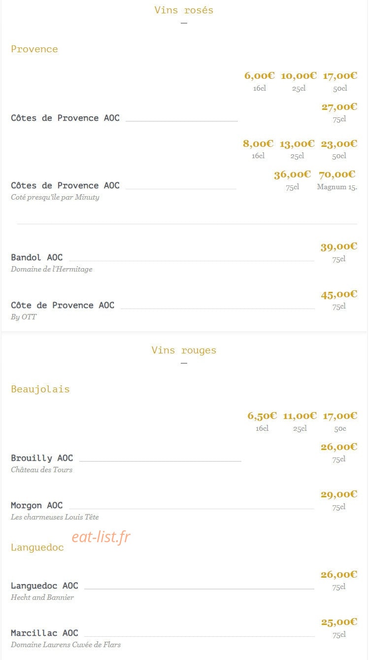 George V café — carte page 30