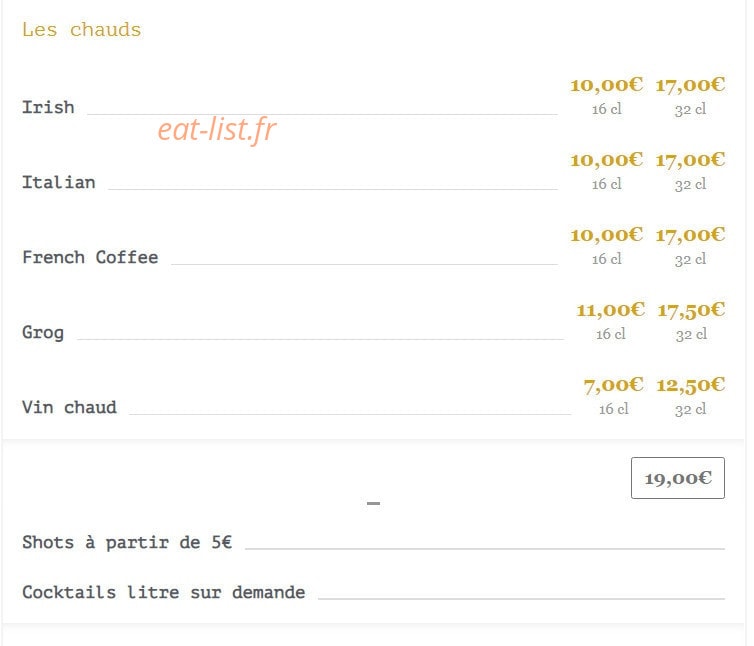 George V café — carte page 17