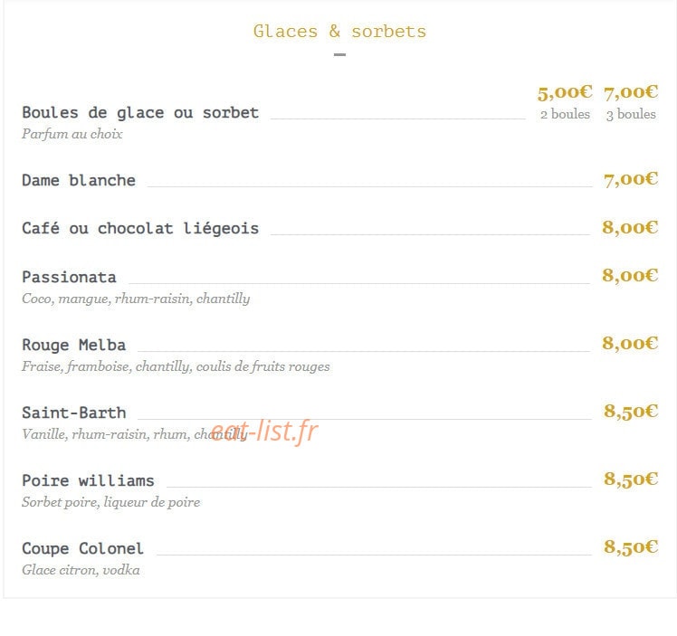 George V café — carte page 8