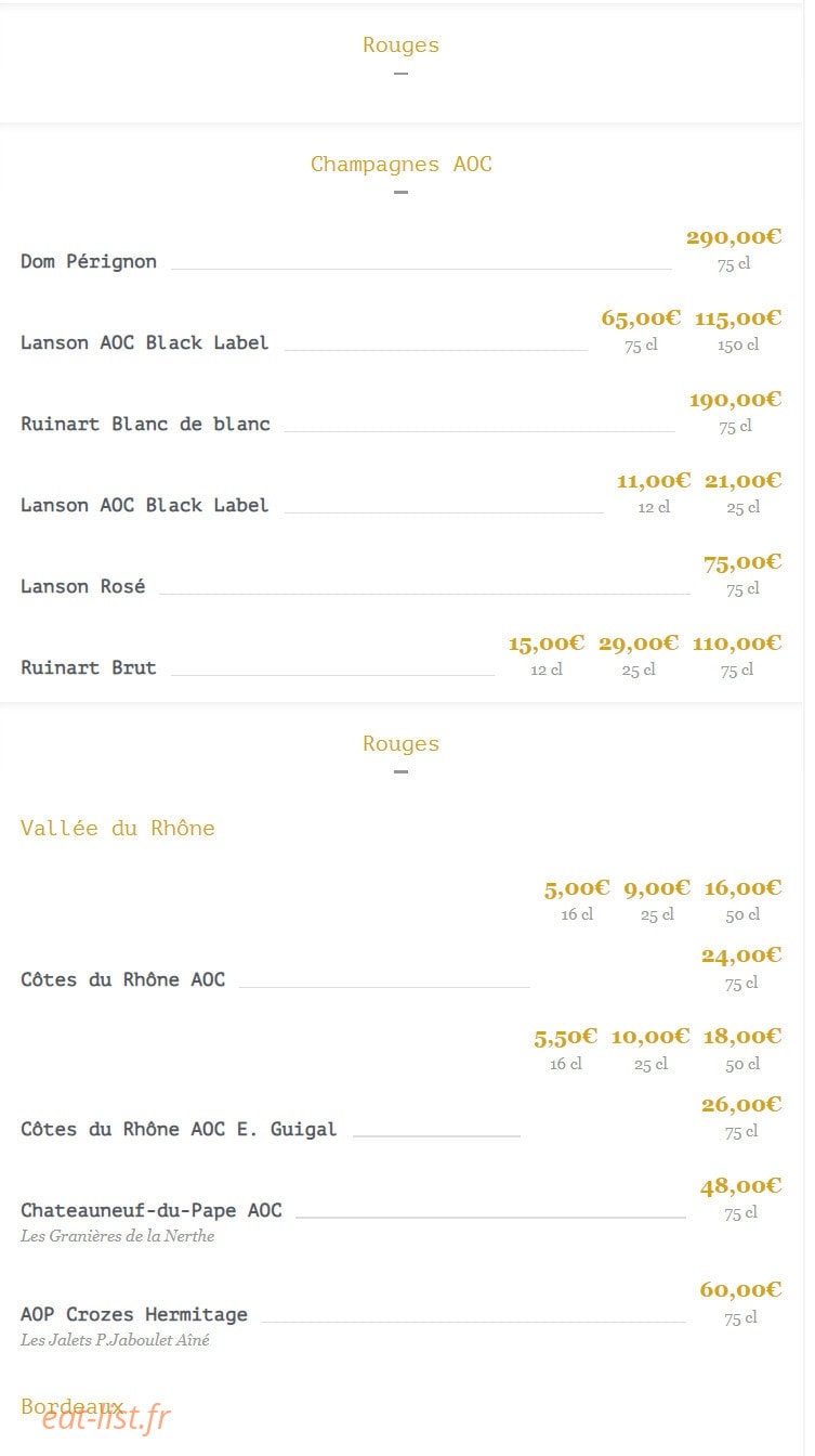 George V café — carte page 25