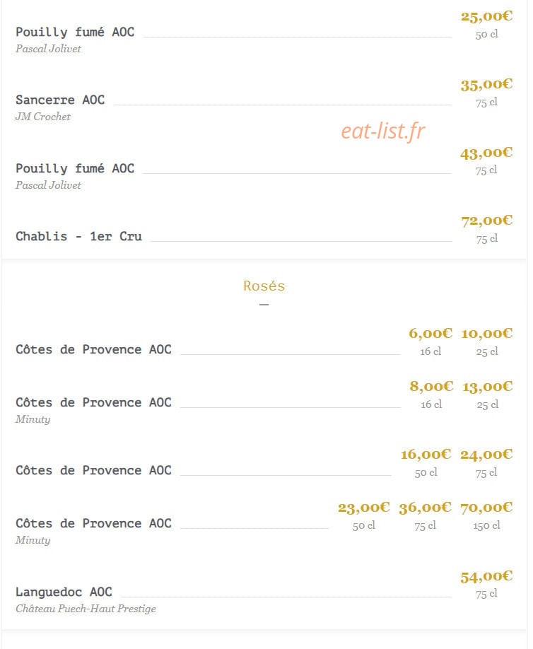 George V café — carte page 24