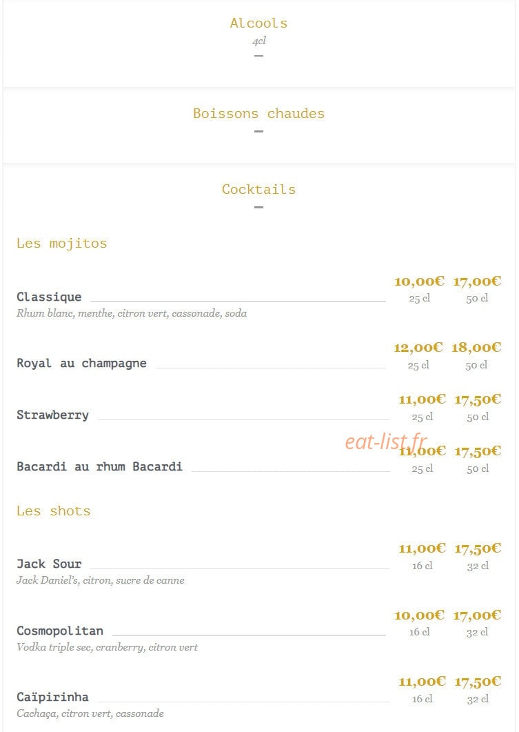 George V café — carte page 13