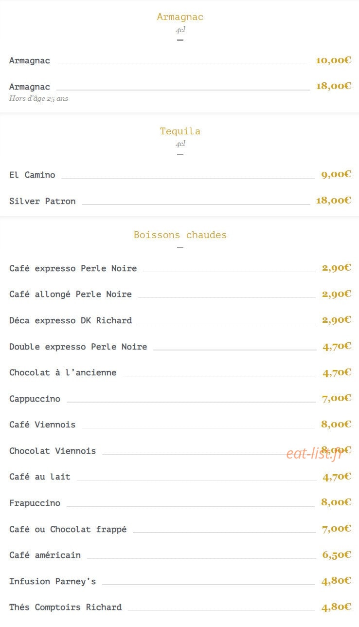 George V café — carte page 21