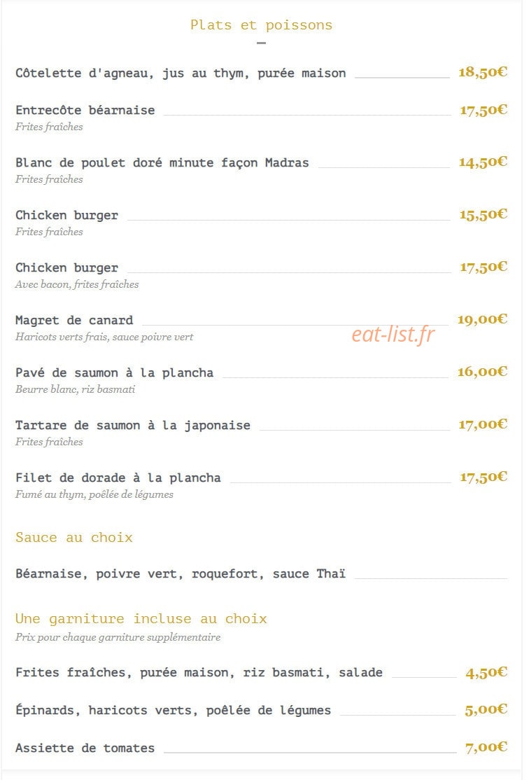 George V café — carte page 6
