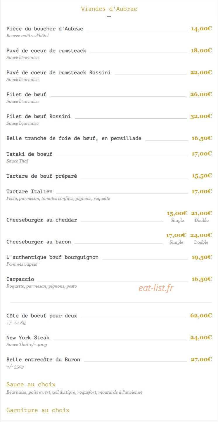 George V café — carte page 5