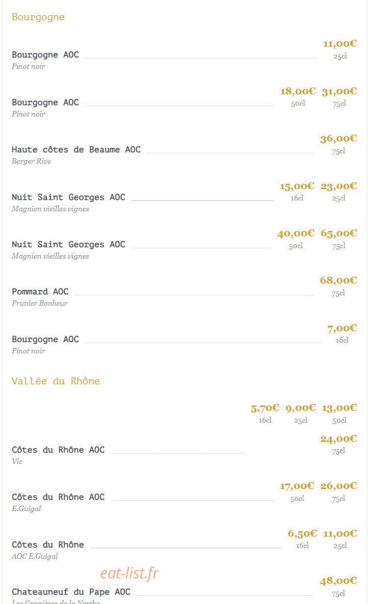 George V café — carte page 31
