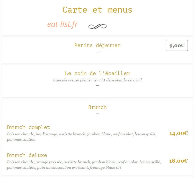 George V café — carte page 1