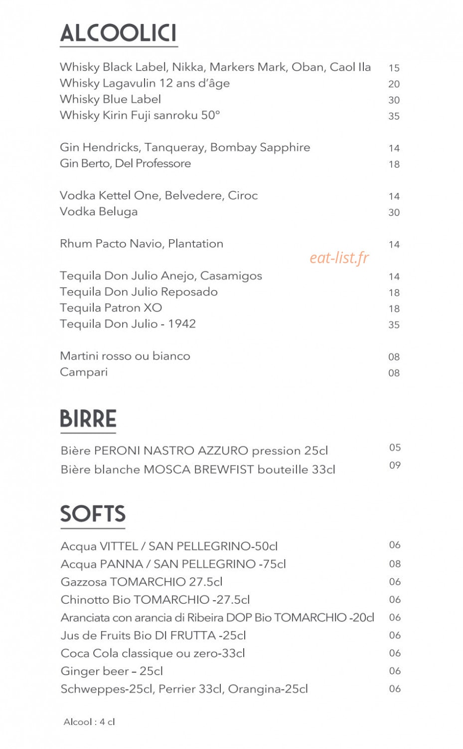 Giusé Trattoria — carte page 6