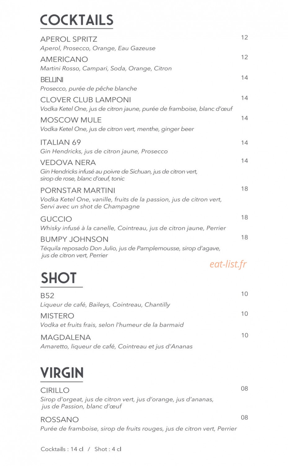 Giusé Trattoria — carte page 5