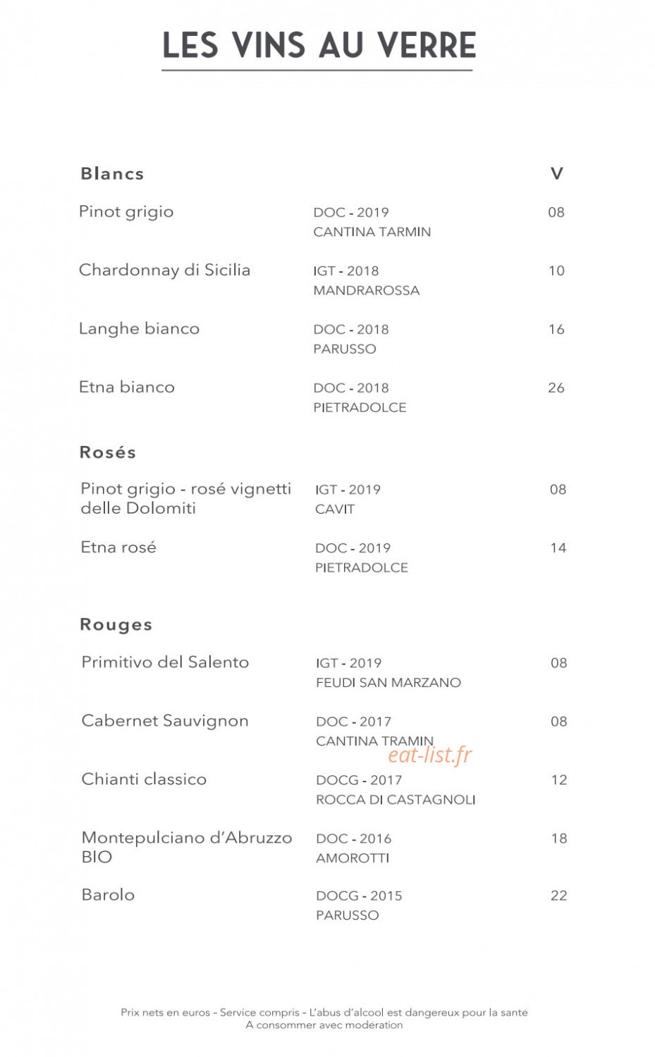 Giusé Trattoria — carte page 7
