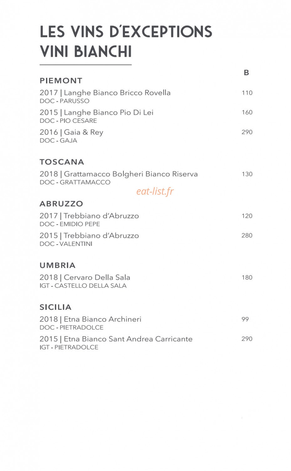 Giusé Trattoria — carte page 10
