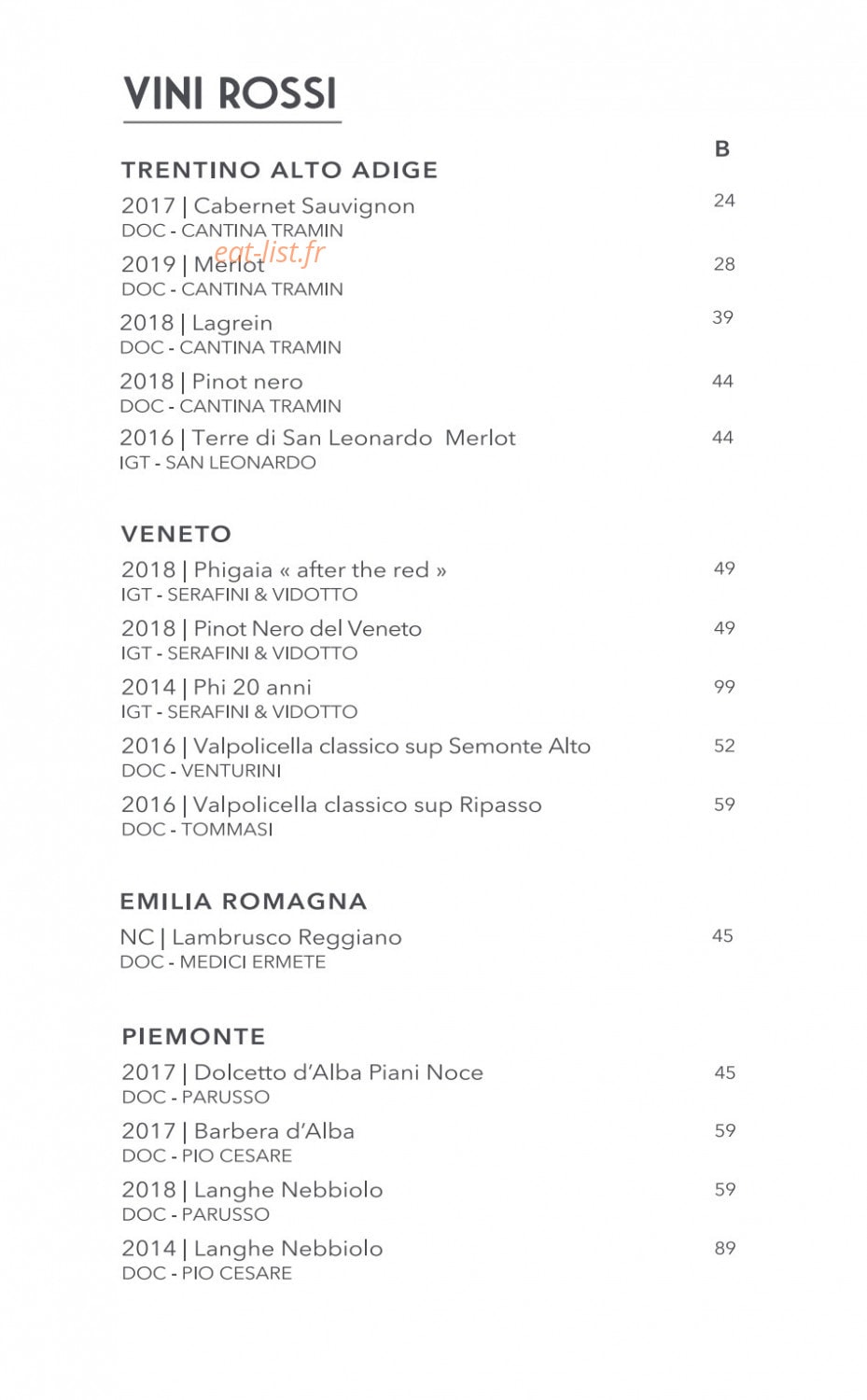 Giusé Trattoria — carte page 9