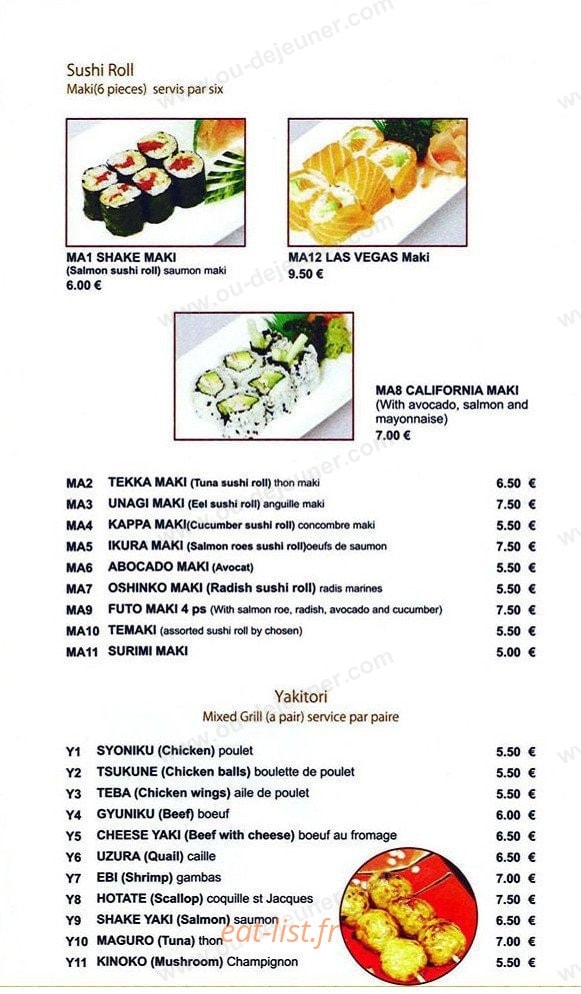 Goo Sushi — carte page 3