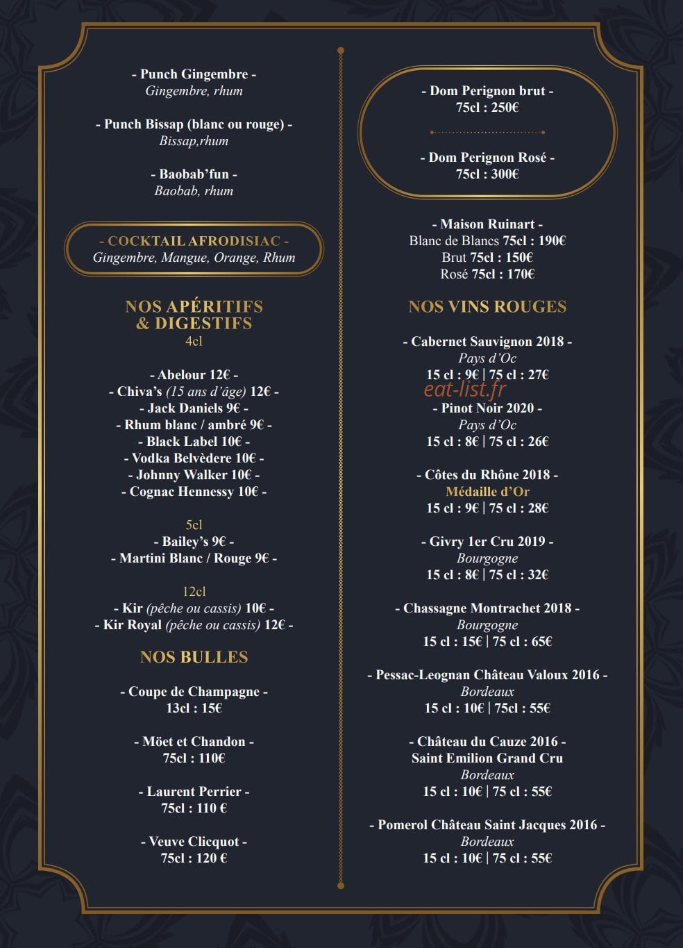 L'Afrodisiac — carte page 7