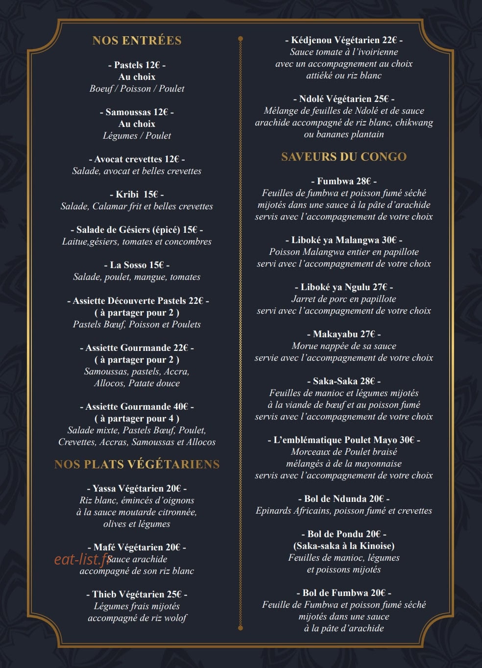 L'Afrodisiac — carte page 2