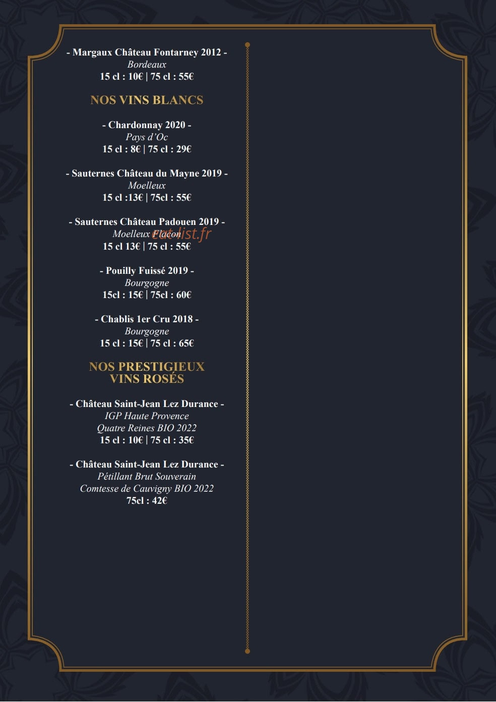 L'Afrodisiac — carte page 8