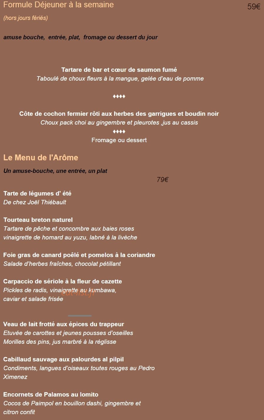 L'Arôme — carte page 1