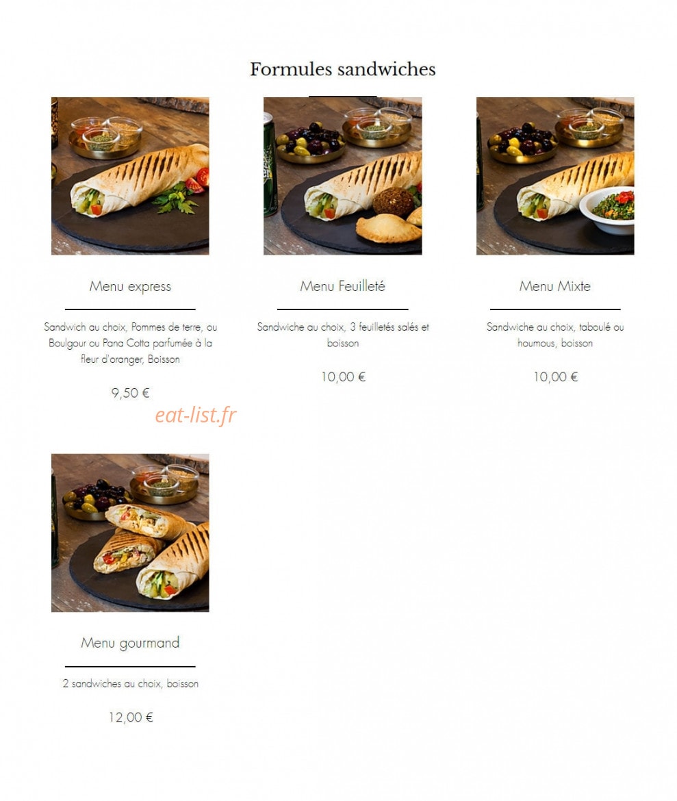 La Pause Libanaise — carte page 16