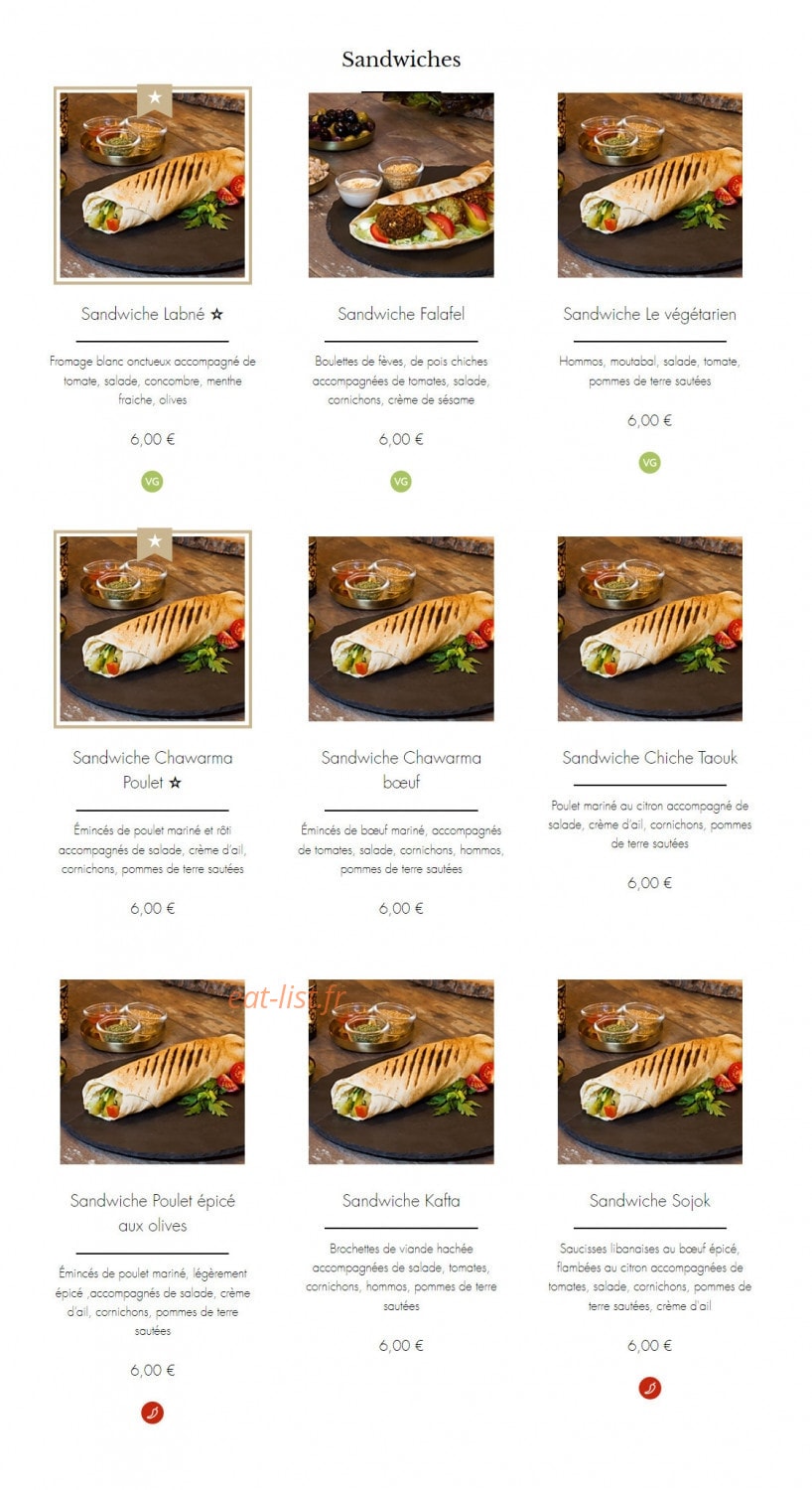 La Pause Libanaise — carte page 18