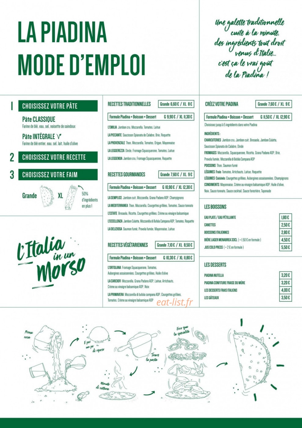 La Piadina — carte page 1