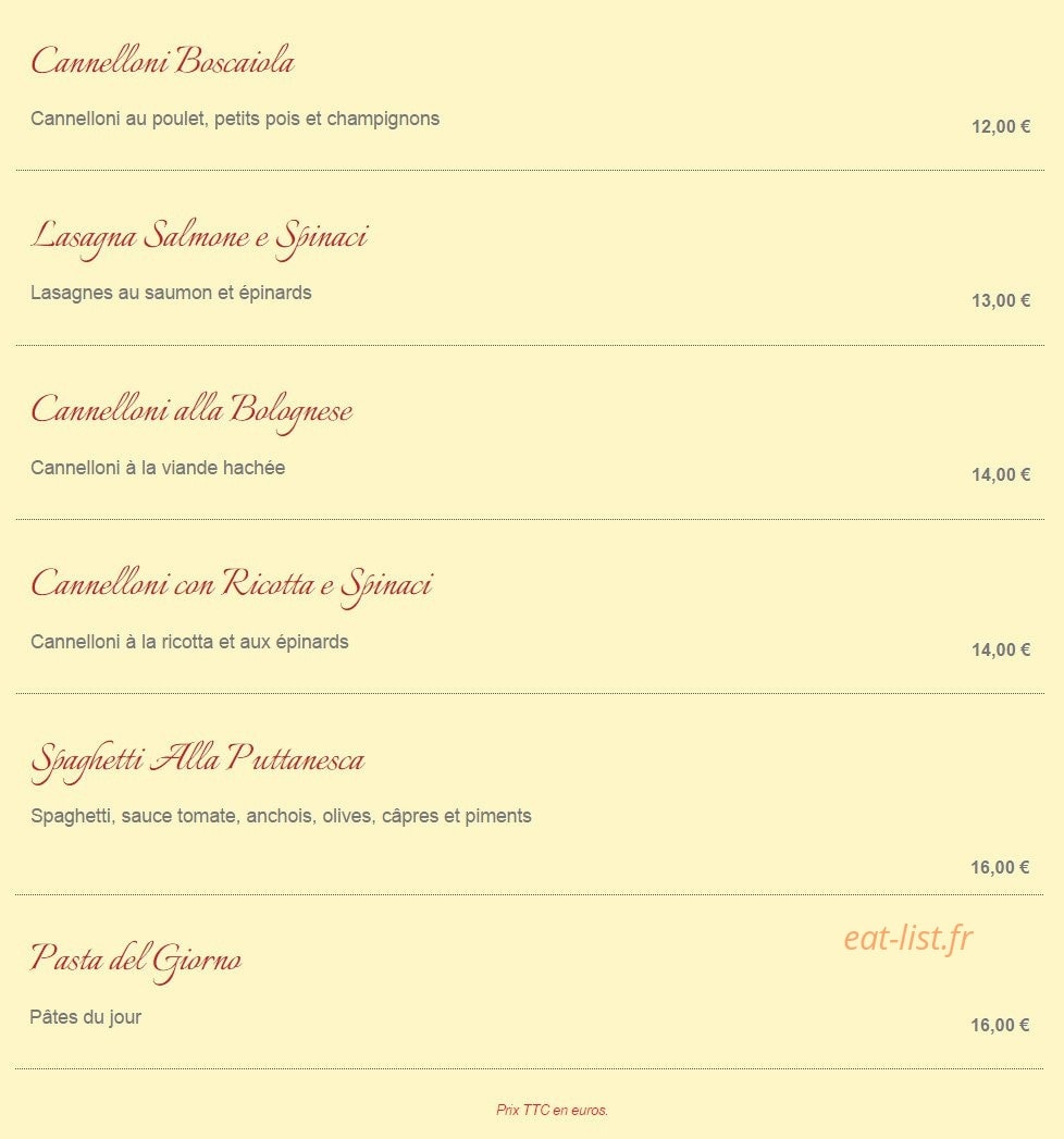 La Puttanesca — carte page 3
