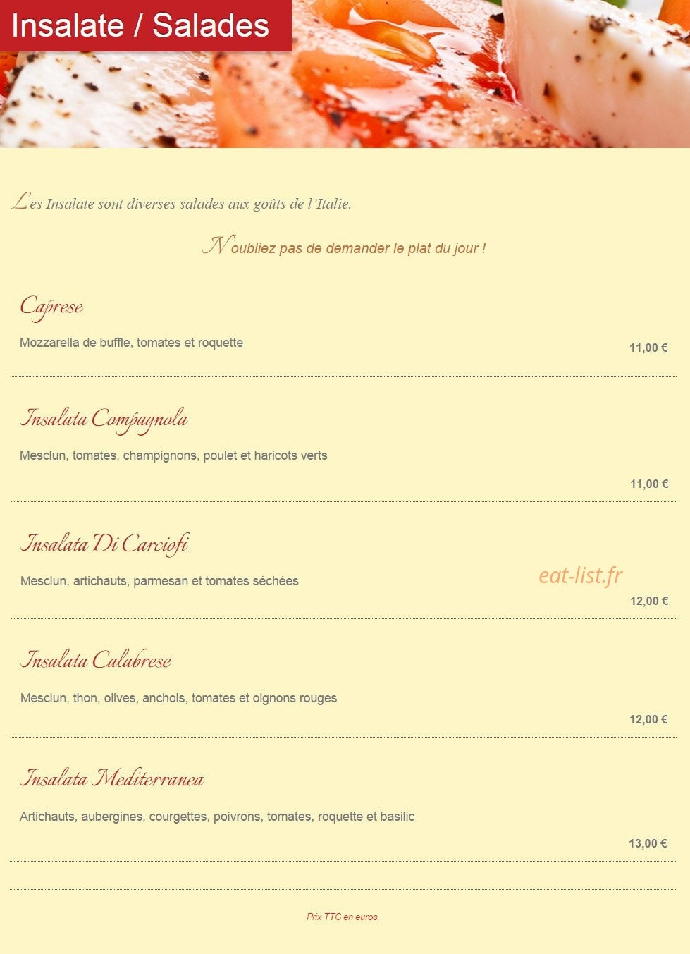 La Puttanesca — carte page 1