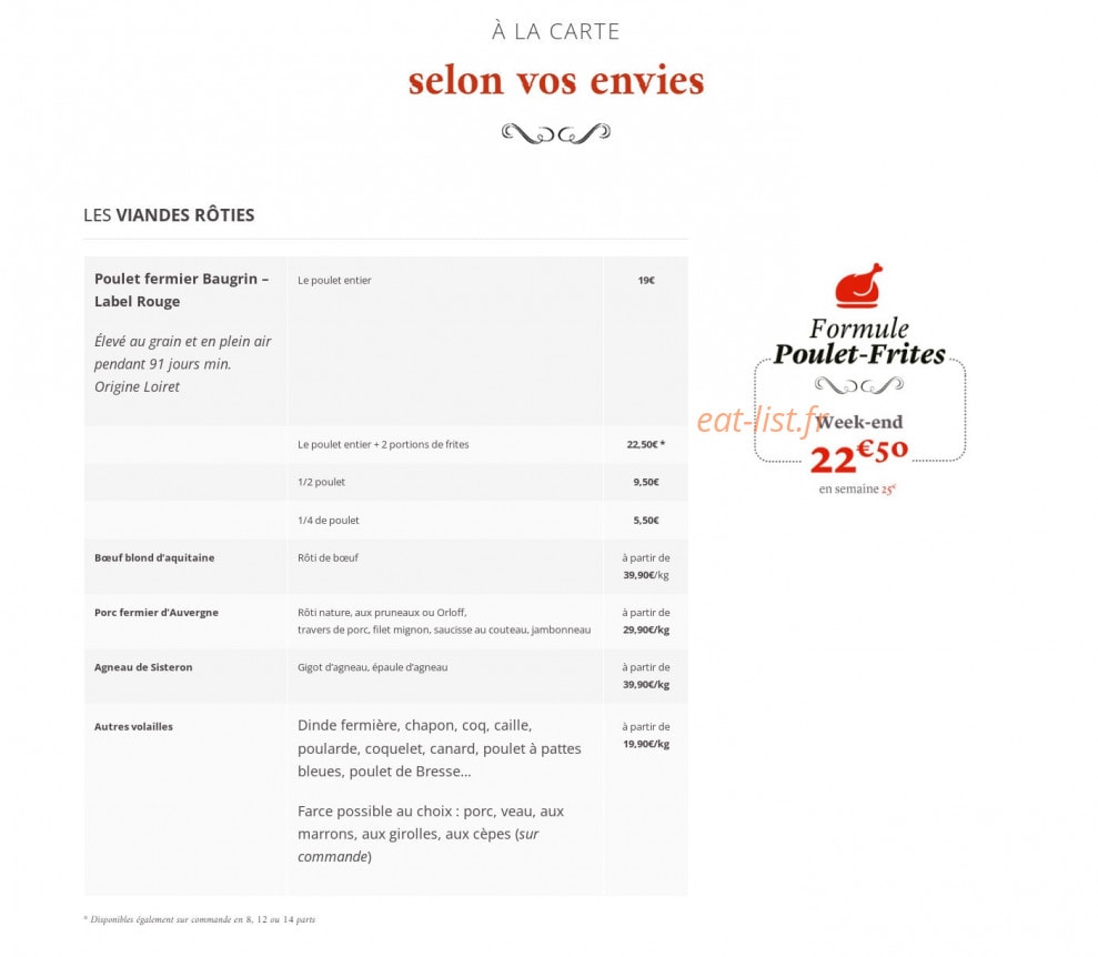 La Rôtisserie Parfumée — carte page 2
